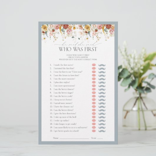 彼は彼女がほこりっぽい青いブライダルシャワーゲームを言った (スタンド正面)