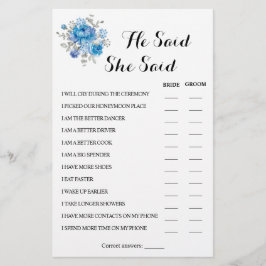 彼は彼女がカップルのシャワーのゲームカードを言った チラシ