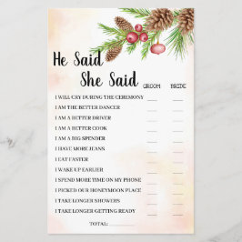 彼は彼女がクリスマスブライダルシャワーのゲームカードを言った チラシ