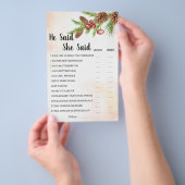 彼は彼女がクリスマスブライダルシャワーのゲームカードを言った チラシ (ハンドル)