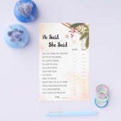 彼は彼女がクリスマスブライダルシャワーのゲームカードを言った チラシ (シングル)