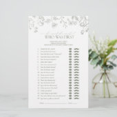 彼は彼女がグリーンフローラブライダルシャワーゲームを言った (スタンド正面)