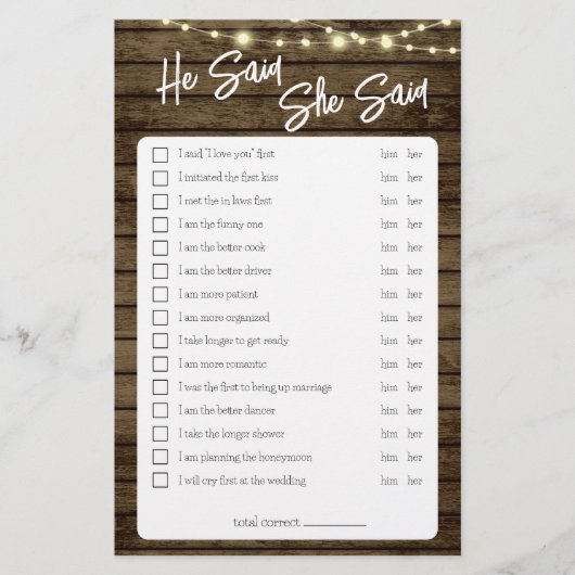 彼は彼女がシャワー素朴ゲームを言った チラシ (正面)