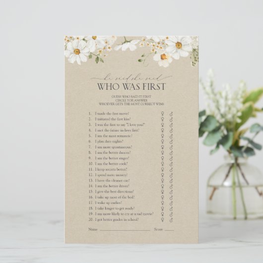 彼は彼女がデイジーのブライダルシャワーゲーム素朴を言った (スタンド正面)