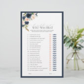 彼は彼女がネイビーブルーピンクのブライダルシャワーゲームを言った (スタンド正面)