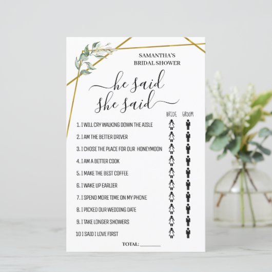 彼は彼女がバイリンガルブライダルシャワーゲームを言った (スタンド正面)