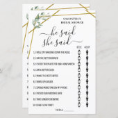 彼は彼女がバイリンガルブライダルシャワーゲームを言った (正面/裏面)