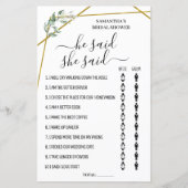 彼は彼女がバイリンガルブライダルシャワーゲームを言った (正面)