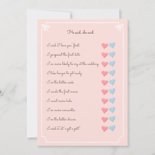 彼は彼女がバチェロレッテゲームを言った 招待状 (正面)