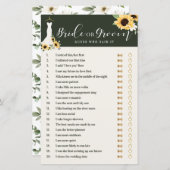 彼は彼女がヒマワリのガウンブライダルシャワーゲームを言った (正面/裏面)