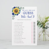 彼は彼女がヒマワリの青いブライダルシャワーゲームを言った (スタンド正面)