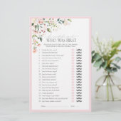 彼は彼女がピンクのフローラブライダルシャワーゲームを言った (スタンド正面)