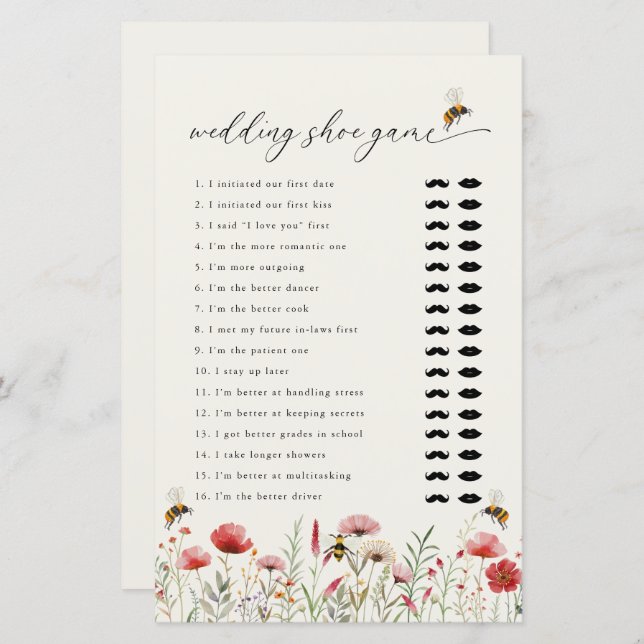 彼は彼女がブライダルシャワーゲームを言ったと言うつもりだった (正面/裏面)