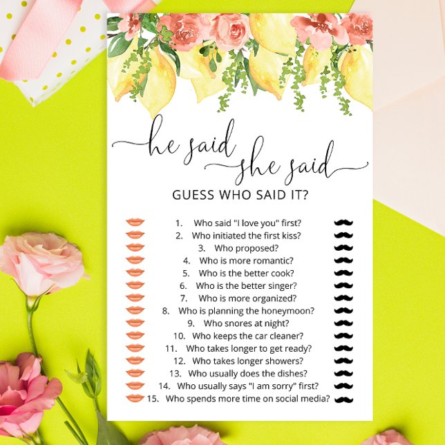 彼は彼女がブライダルシャワーゲームを言ったと言った (クリエイターアップロード済み)