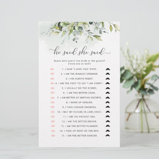 彼は彼女がブライダルシャワーゲームを言った (スタンド正面)