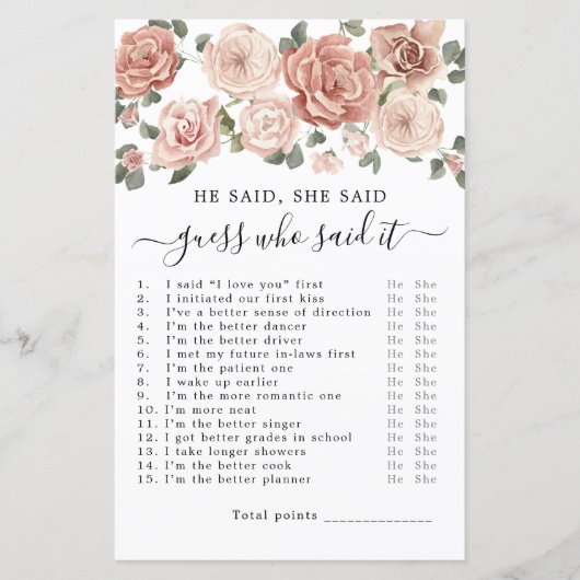 彼は彼女がブライダルシャワーゲームを言った (正面)