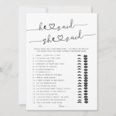 彼は彼女がブライダルシャワーゲームを言った (正面)