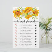 彼は彼女がブライダルシャワーゲームを言った (スタンド正面)