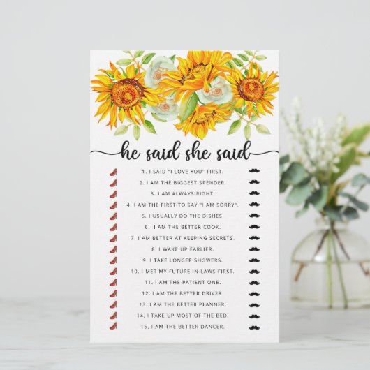 彼は彼女がブライダルシャワーゲームを言った (スタンド正面)