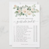 彼は彼女がブライダルシャワーゲームを言った (正面)