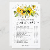 彼は彼女がブライダルシャワーゲームを言った (正面/裏面)