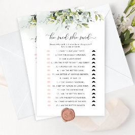 彼は彼女がブライダルシャワーゲームを言った