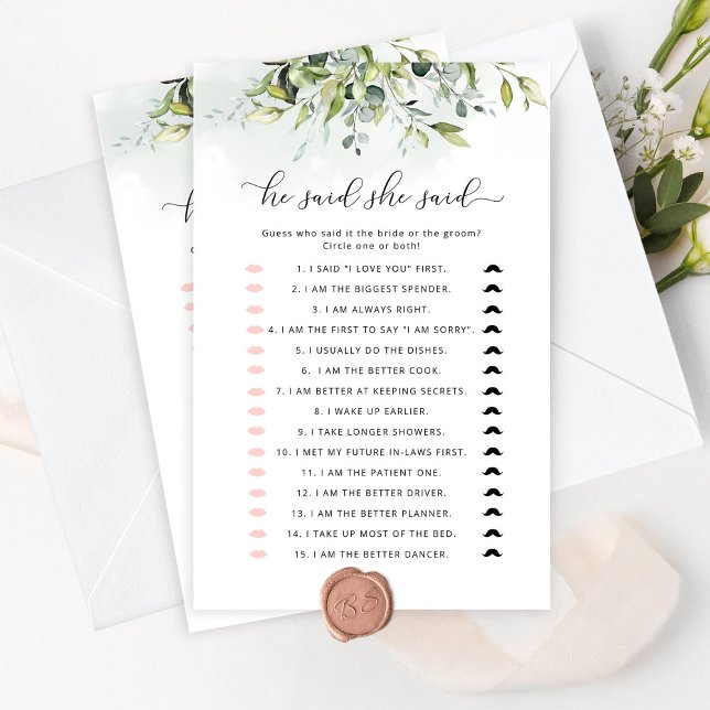 彼は彼女がブライダルシャワーゲームを言った (クリエイターアップロード済み)