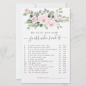 彼は彼女がブライダルシャワーゲームを言った (正面)