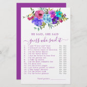 彼は彼女がブライダルシャワーゲームを言った (正面/裏面)