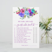 彼は彼女がブライダルシャワーゲームを言った (スタンド正面)