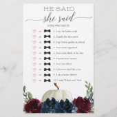 彼は彼女がブライダルシャワーゲームを言った (正面)