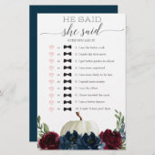 彼は彼女がブライダルシャワーゲームを言った (正面/裏面)