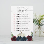 彼は彼女がブライダルシャワーゲームを言った (スタンド正面)