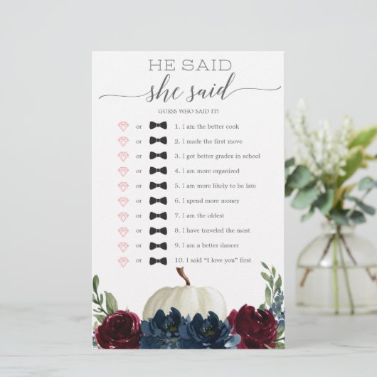 彼は彼女がブライダルシャワーゲームを言った (スタンド正面)