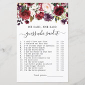 彼は彼女がブライダルシャワーゲームを言った (正面)