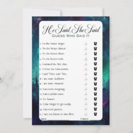 彼は彼女がブライダルシャワーゲームを言った 招待状