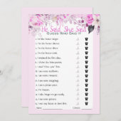 彼は彼女がブライダルシャワーゲームを言った 招待状 (正面/裏面)