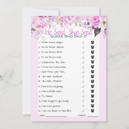 彼は彼女がブライダルシャワーゲームを言った 招待状