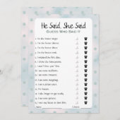 彼は彼女がブライダルシャワーゲームを言った 招待状 (正面/裏面)