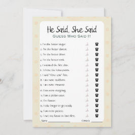 彼は彼女がブライダルシャワーゲームを言った 招待状