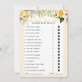 彼は彼女がブライダルシャワーゲームを言った 招待状