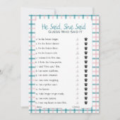 彼は彼女がブライダルシャワーゲームを言った 招待状 (正面)