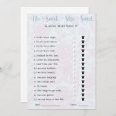 彼は彼女がブライダルシャワーゲームを言った 招待状 (正面/裏面)