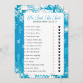 彼は彼女がブライダルシャワーゲームを言った 招待状 (正面/裏面)