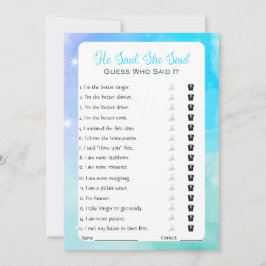 彼は彼女がブライダルシャワーゲームを言った 招待状