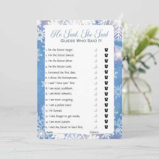 彼は彼女がブライダルシャワーゲームを言った 招待状 (スタンド正面)