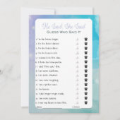 彼は彼女がブライダルシャワーゲームを言った 招待状 (正面)