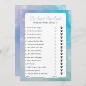 彼は彼女がブライダルシャワーゲームを言った 招待状 (正面/裏面)