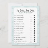 彼は彼女がブライダルシャワーゲームを言った 招待状 (正面)