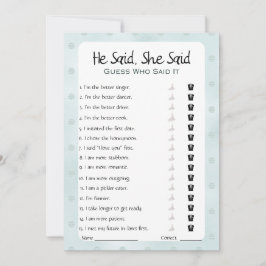 彼は彼女がブライダルシャワーゲームを言った 招待状